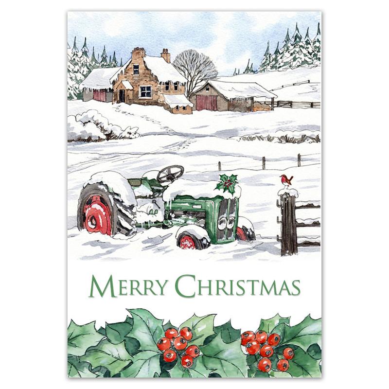 Tractor in the Snow (With Greeting)