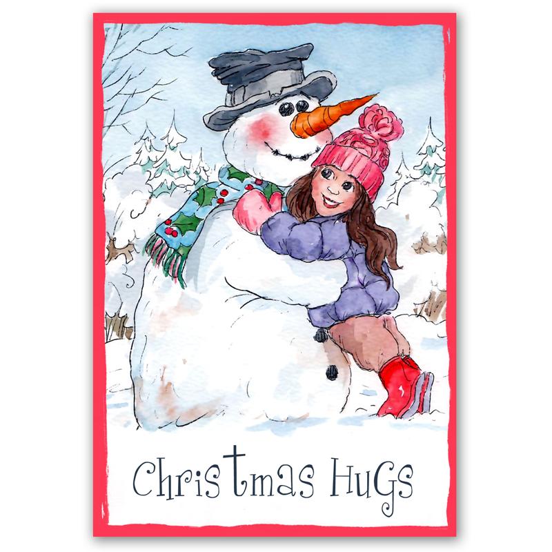 Snowman Hugs (With Greeting)